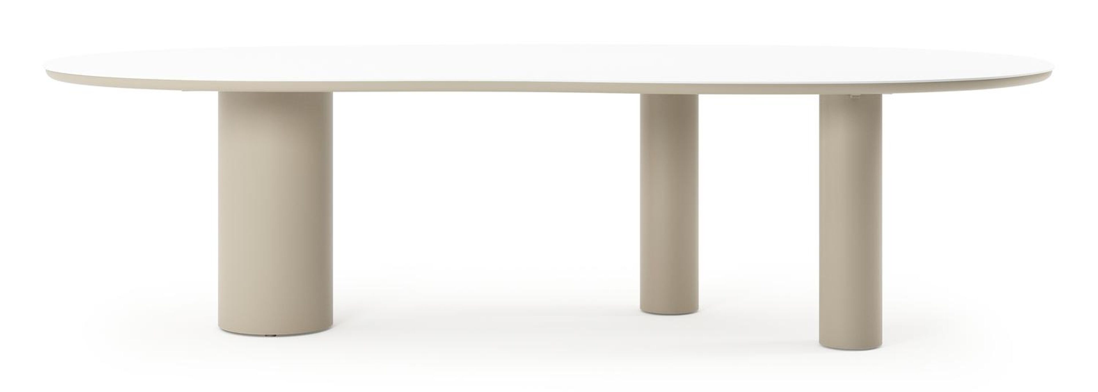 Organo tuintafel organisch in beige aluminium en volkeramiek Arctic White - L 280 x B 120 x H 74 cm