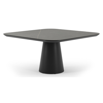Donato tuintafel vierkant afgerond in zwart aluminium en volkeramiek calatorao - L 148 x B 148 x H 75 cm