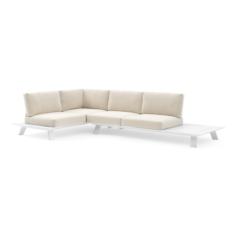 Cesano loungehoek in wit aluminium met althea off white all weather Cosytica kussen