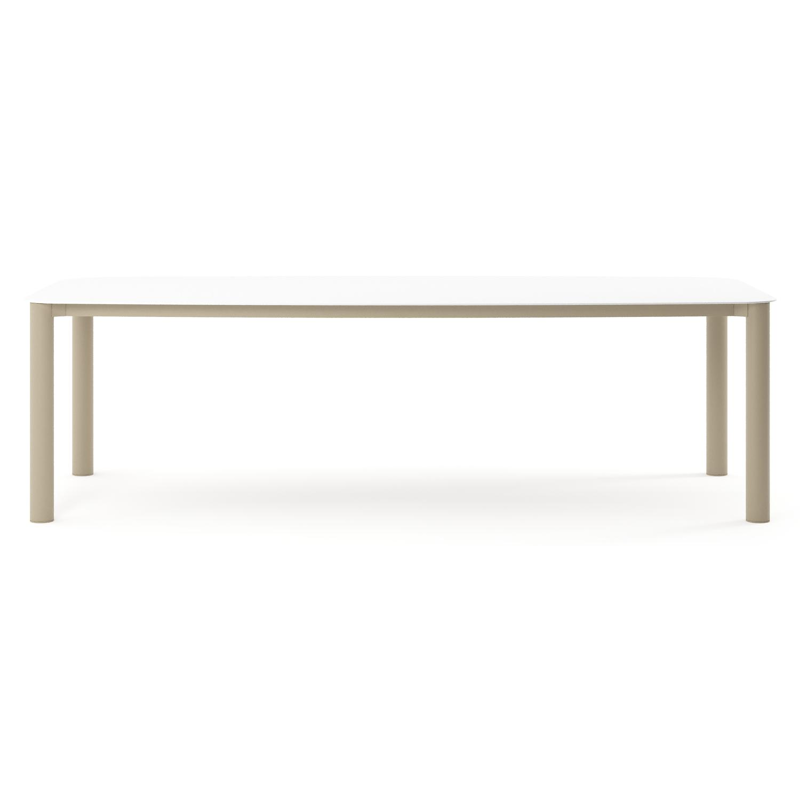Orso tuintafel bootvorm in beige aluminium en volkeramiek Arctic White - L 255 x B 115 x H 74.5 cm