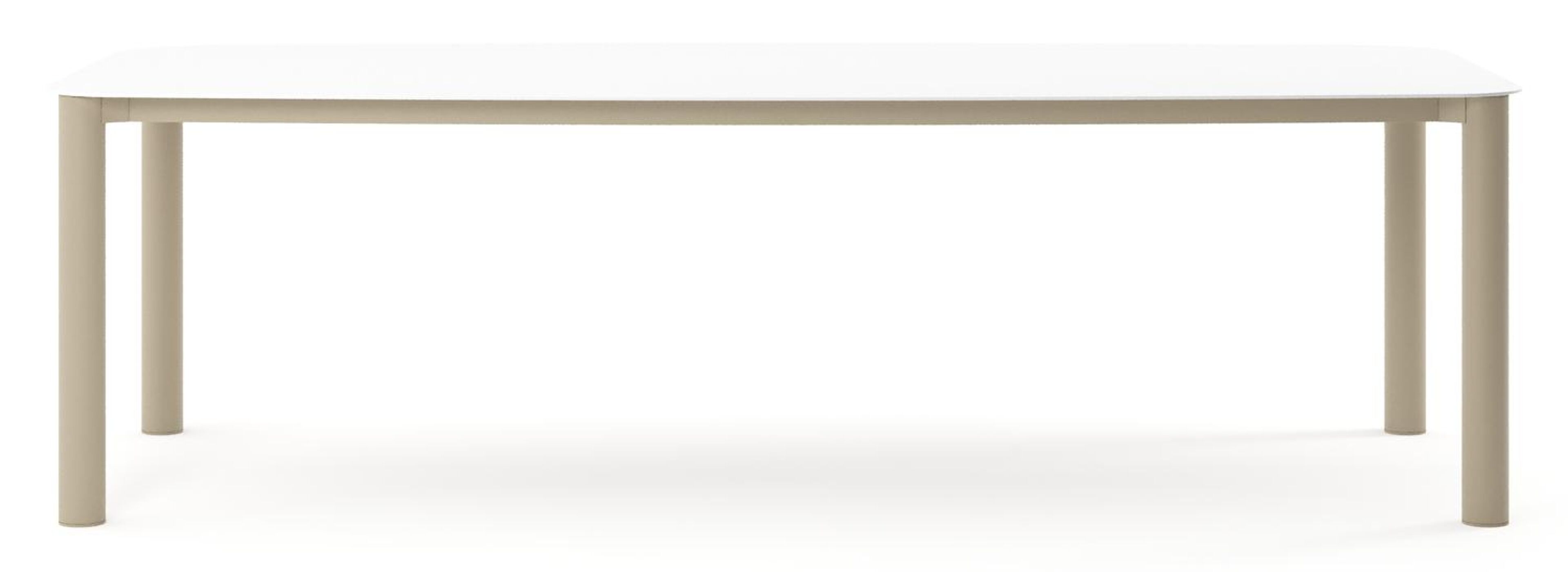 Orso tuintafel bootvorm in beige aluminium en volkeramiek Arctic White - L 255 x B 115 x H 75 cm