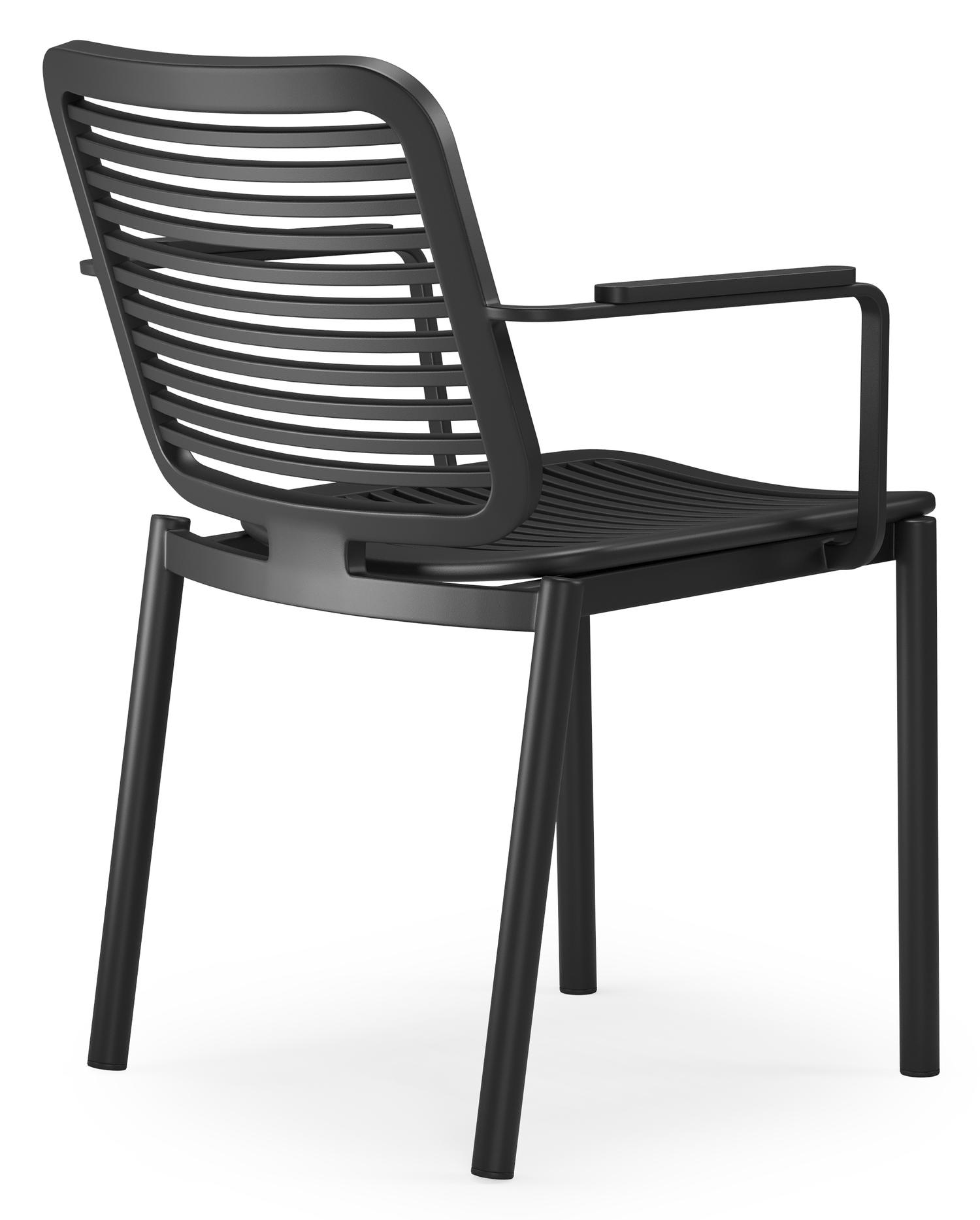 Fano stapelbare tuinstoel in zwart aluminium