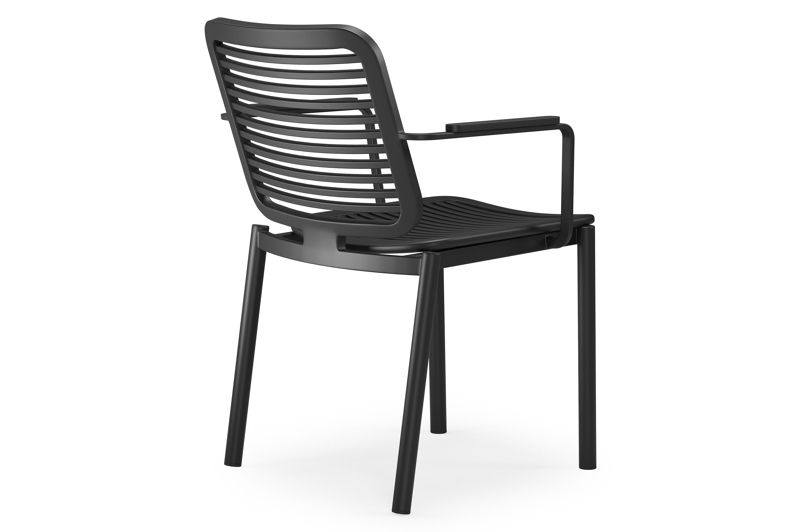 Fano stapelbare tuinstoel in zwart aluminium