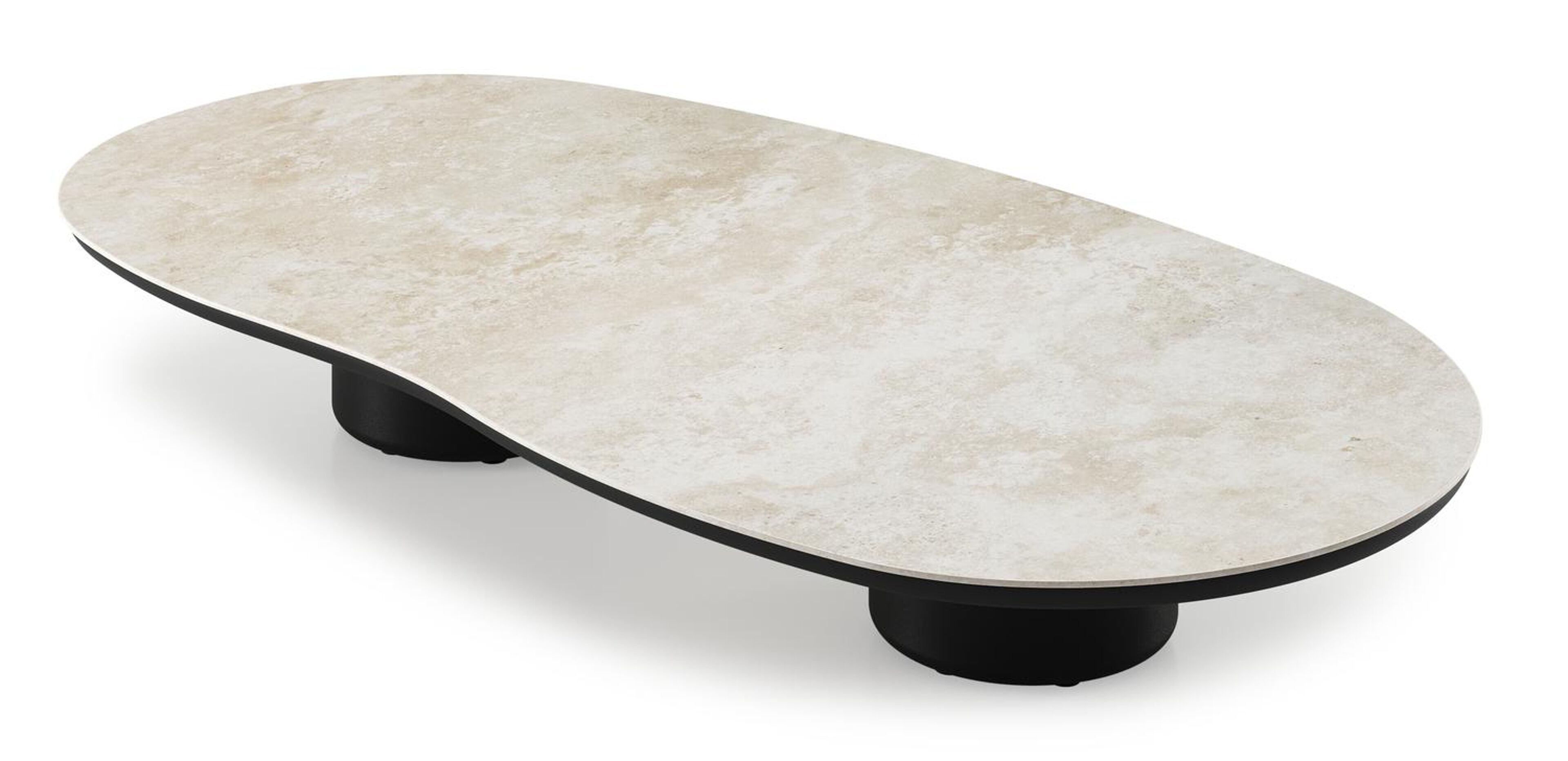 Amico loungetafel organisch in zwart aluminium en volkeramiek Rapolano - L 170 x B 91 x H 25 cm