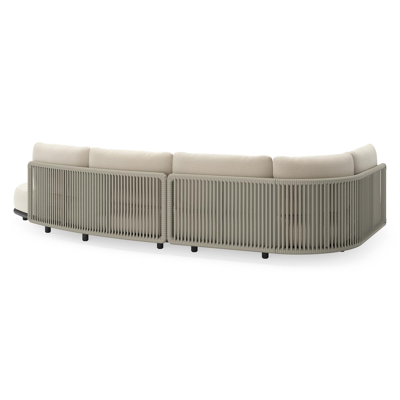 Lomano loungehoek in zwart aluminium en beige verticaal geweven luxe vlakke rope met Althea Off White all weather cosytica