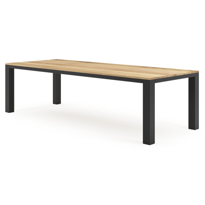 Nano tuintafel in zwart aluminium en teak - L 280 x B 110 x H 75 cm