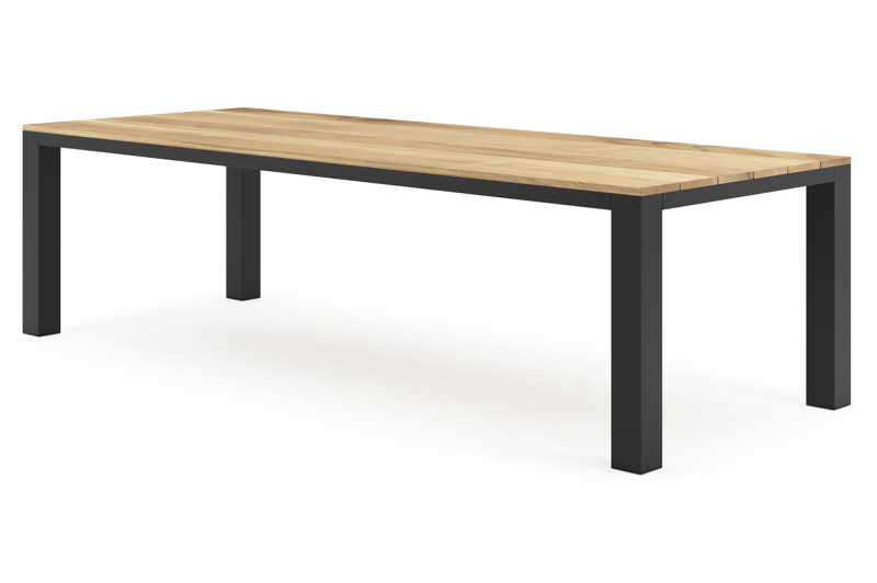 Nano tuintafel in zwart aluminium en teak - L 280 x B 110 x H 75 cm