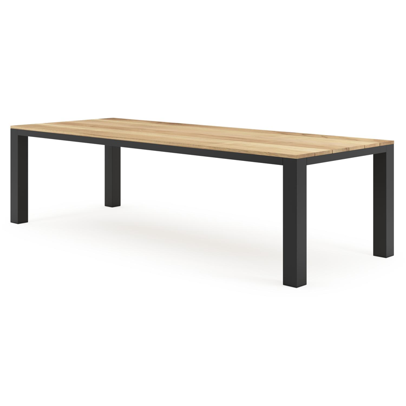 Table de jardin Nano en aluminium noir et teck - Lg 280 x Larg. 110 x H 75 cm