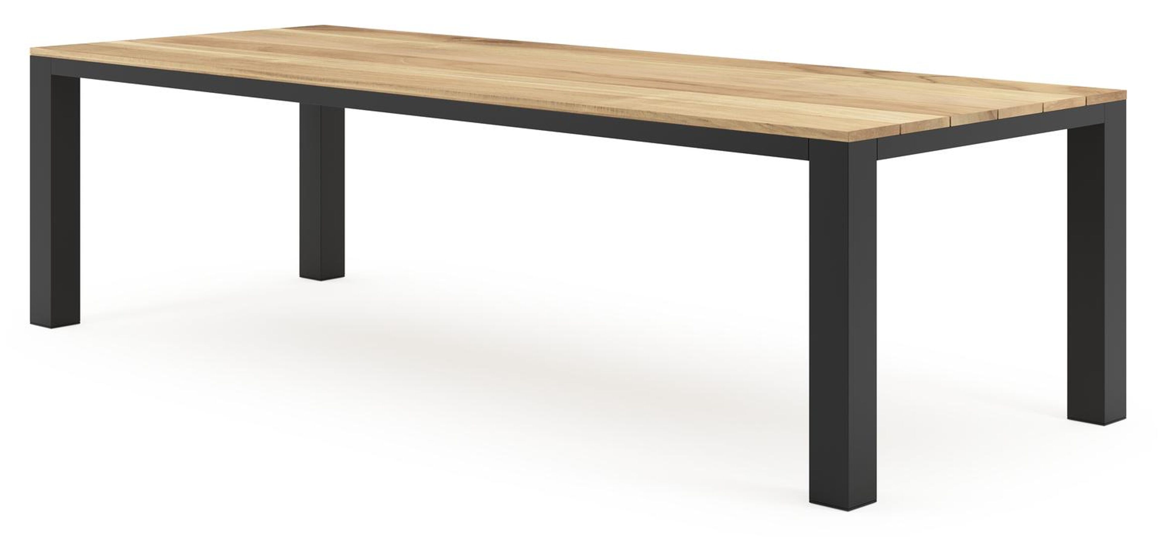 Nano tuintafel rechthoekig in zwart aluminium en teak - L 280 x B 110 x H 75 cm