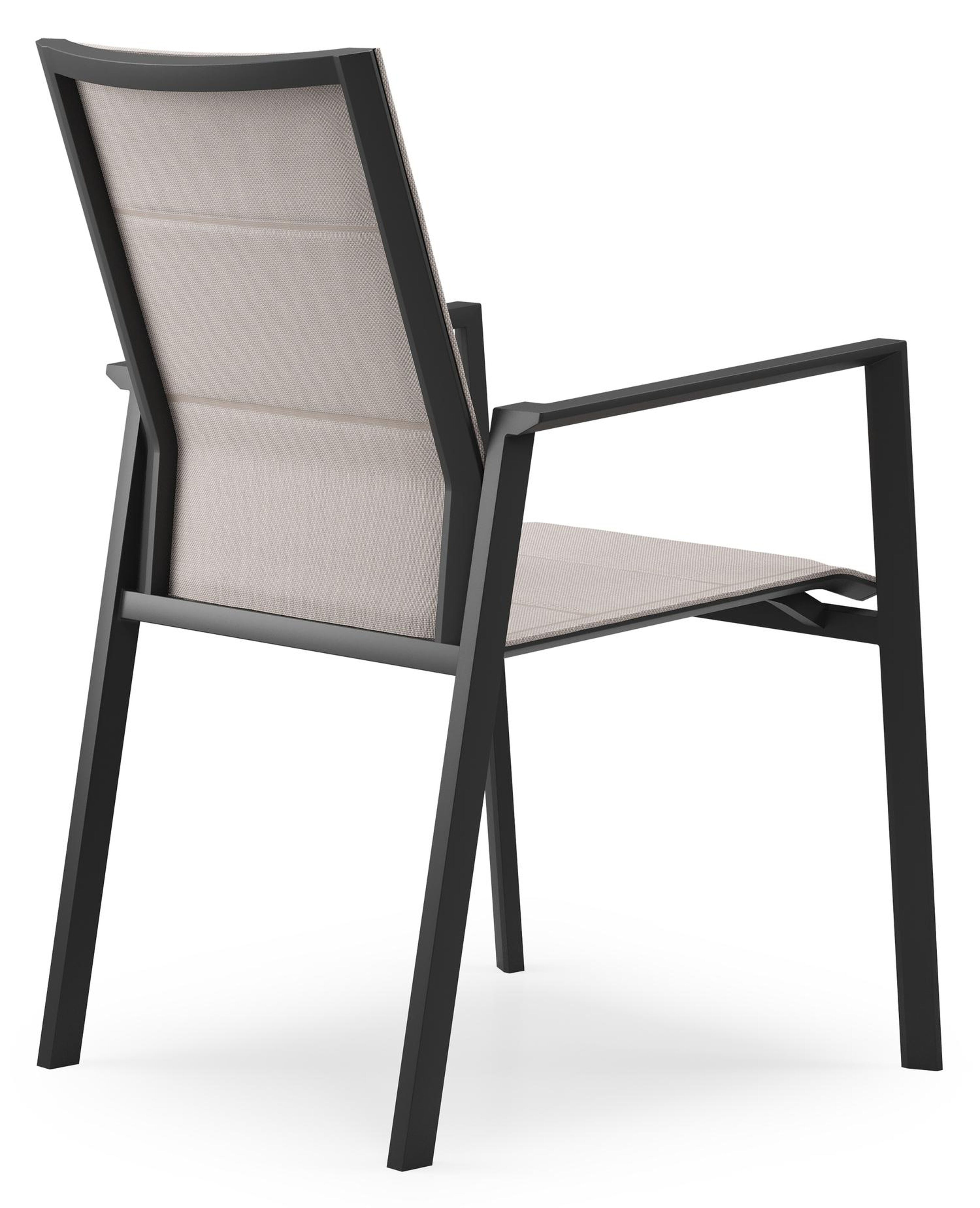 Cirello stapelbare tuinstoel in zwart aluminium en beige dubbele textilene