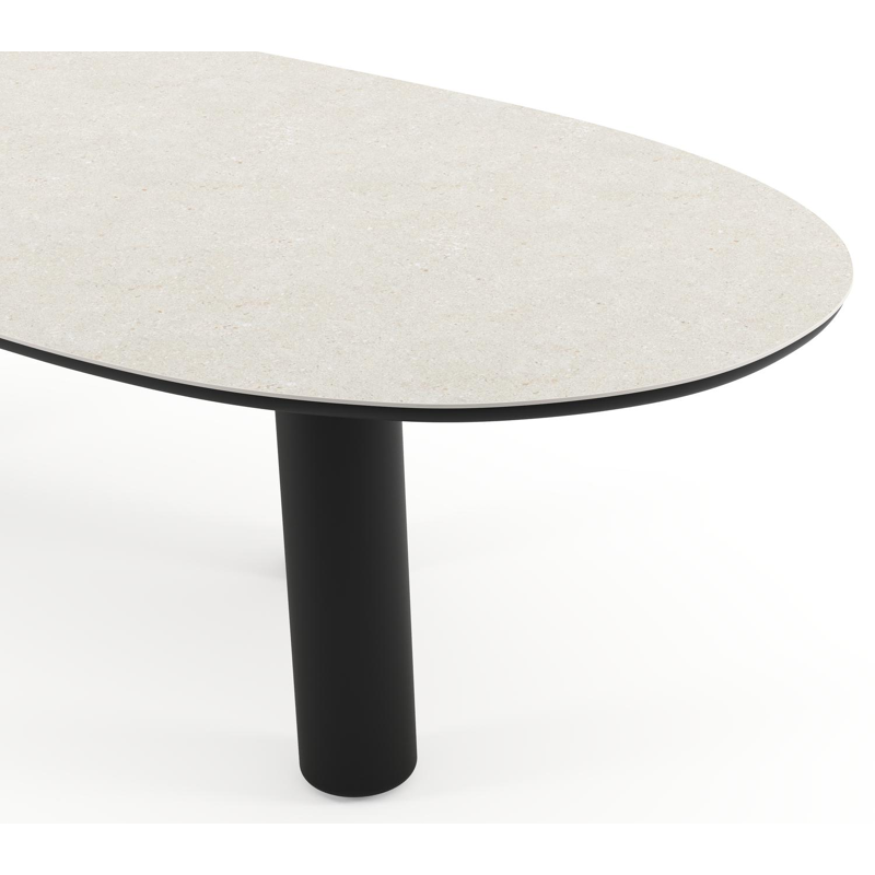Amico tuintafel organisch in zwart aluminium en volkeramiek Shilin - L 280 x B 120 x H 73.5 cm