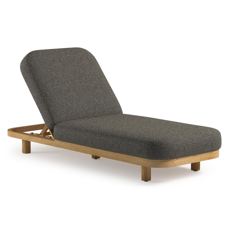 Chaise longue réglable Donato en teck avec All Weather Cosytica marbella tunder coussin