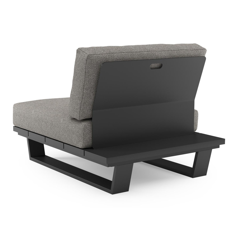 Pagino loungestoel in zwart aluminium met tundra charcoal all weather sunbrella® luxe kussen
