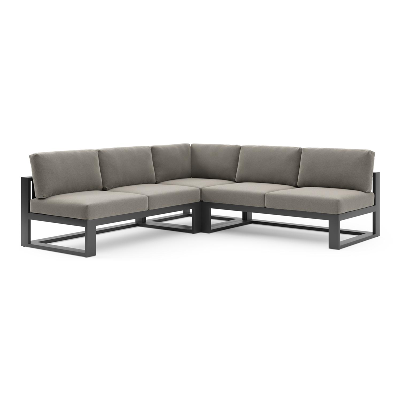 Verato loungehoek in zwart aluminium met lopi charcoal all weather sunbrella® luxe kussen