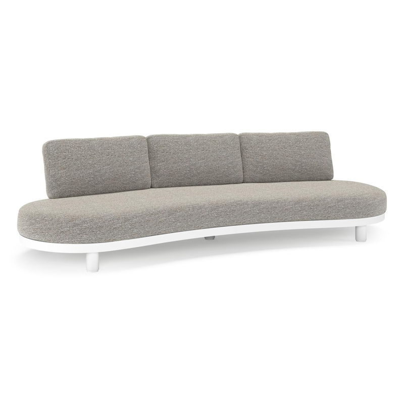 Canapé de jardin Donato en aluminium blanc et coussins en all weather sunbrella® luxe Tundra Pepper