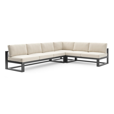 Verato loungehoek in zwart aluminium met althea off white all weather cosytica kussen