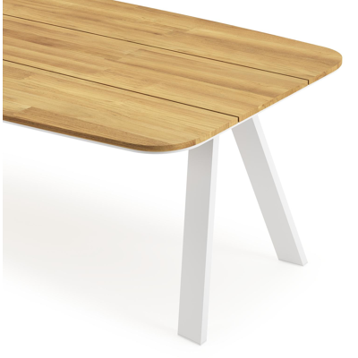Cesano tuintafel in wit aluminium en teak - L 255 x B 115 x H 75 cm
