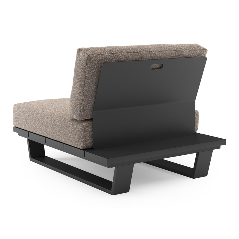 Pagino loungestoel in zwart aluminium met wander manioc all weather sunbrella® luxe kussen