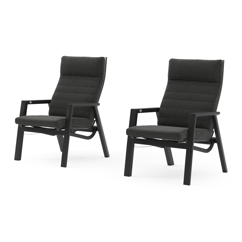 Ensemble de 2 fauteuils de jardin Prato en aluminium noir et coussins en weather+ softtouch sky black