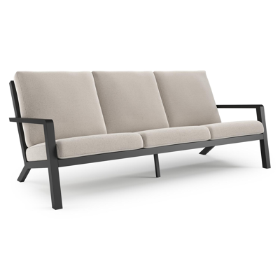 Nelas loungebank in zwart aluminium met beige kussen