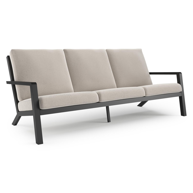 Nelas loungebank in zwart aluminium met beige kussen