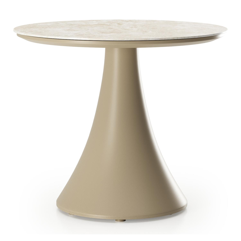 Fano low dining loungetafel rond in beige aluminium en volkeramiek Rapolano - Dia. 65 x H 55 cm