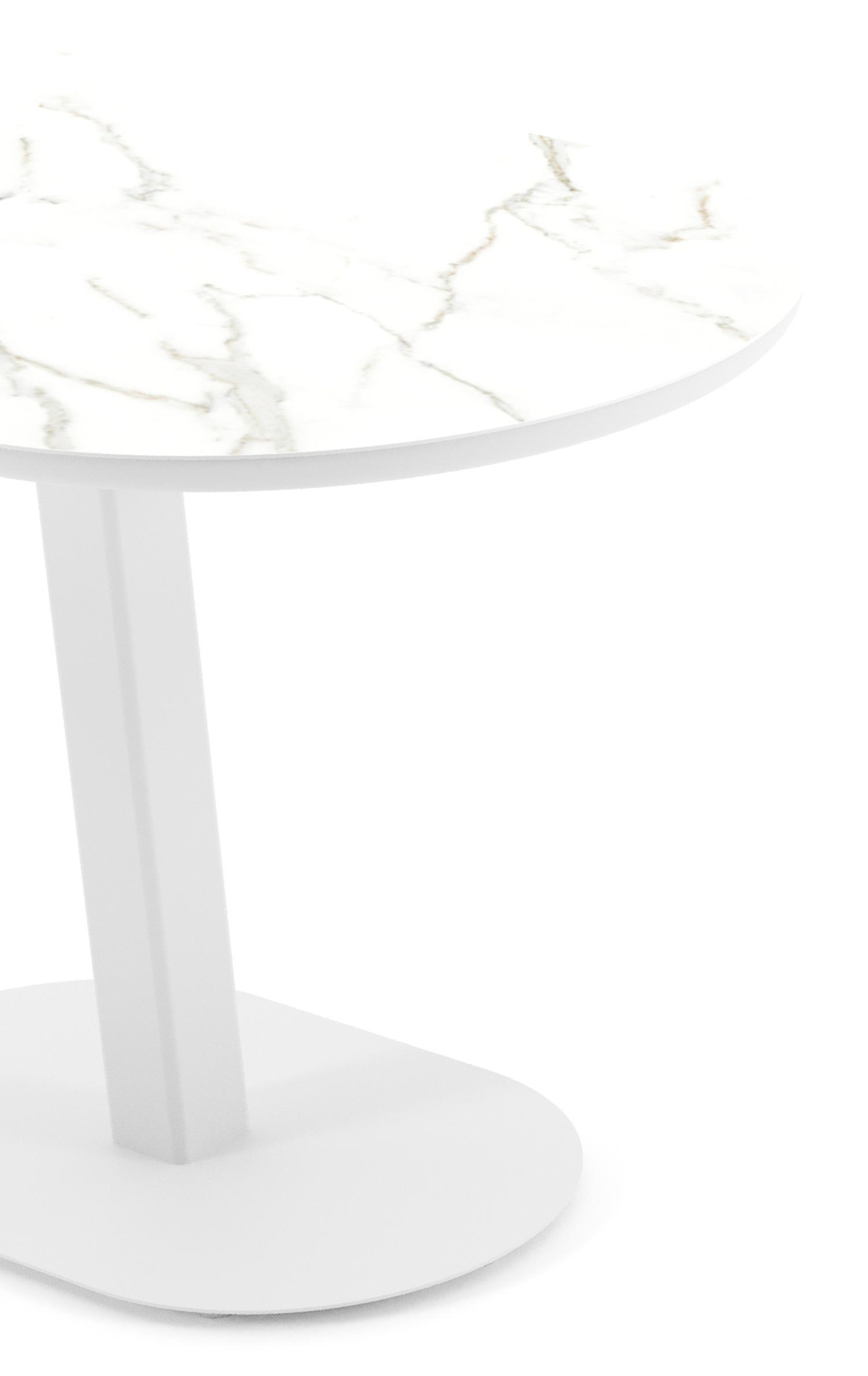 Teramo kantelbare tuintafel bombo in wit aluminium en volkeramiek Calacatta - L 110 x B 70 x H 74 cm