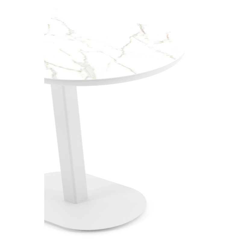 Teramo kantelbare tuintafel bombo in wit aluminium en volkeramiek Calacatta - L 110 x B 70 x H 74 cm