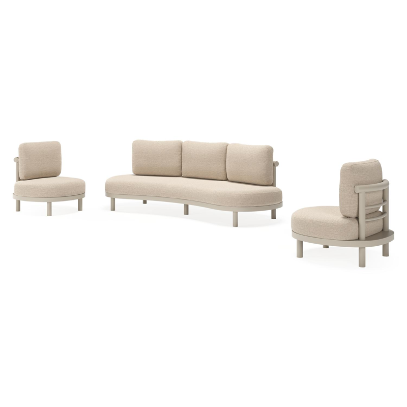Lindo loungeset in beige aluminium met rustic weather+ softtouch kussens