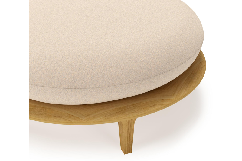 Pouf Bomero en teck et coussins en all weather sunbrella® luxe heritage papyrus
