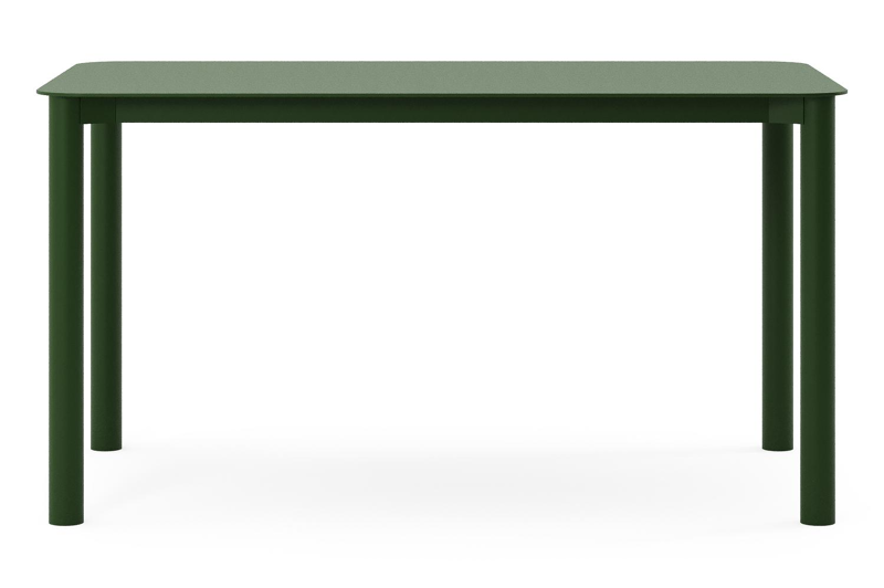 Table de jardin Orso rectangulaire arrondie en aluminium vert - Lg. 140 x Lrg. 80 x Haut. 74,5 cm