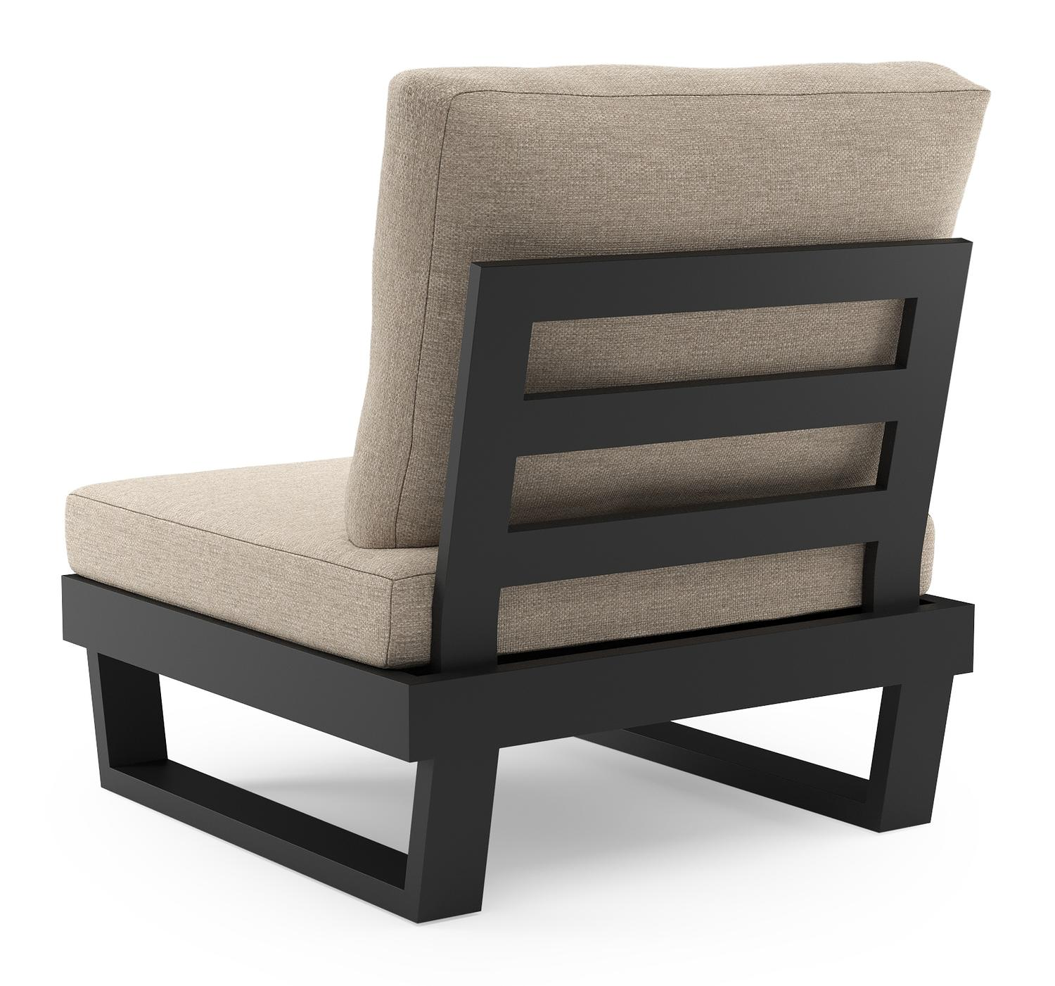 Modica loungestoel in zwart aluminium met rustic weather+ softtouch kussen