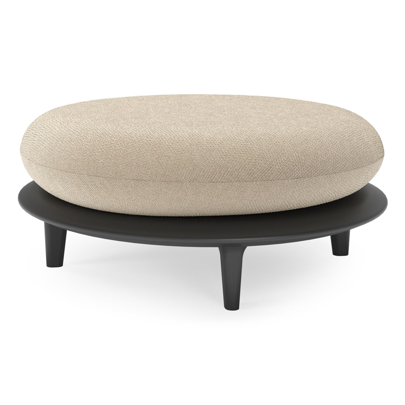 Bomero poef in zwart aluminium met althea chalk all weather cosytica kussen