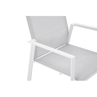 Cirello stapelbare tuinstoel in wit aluminium en grijs textilene