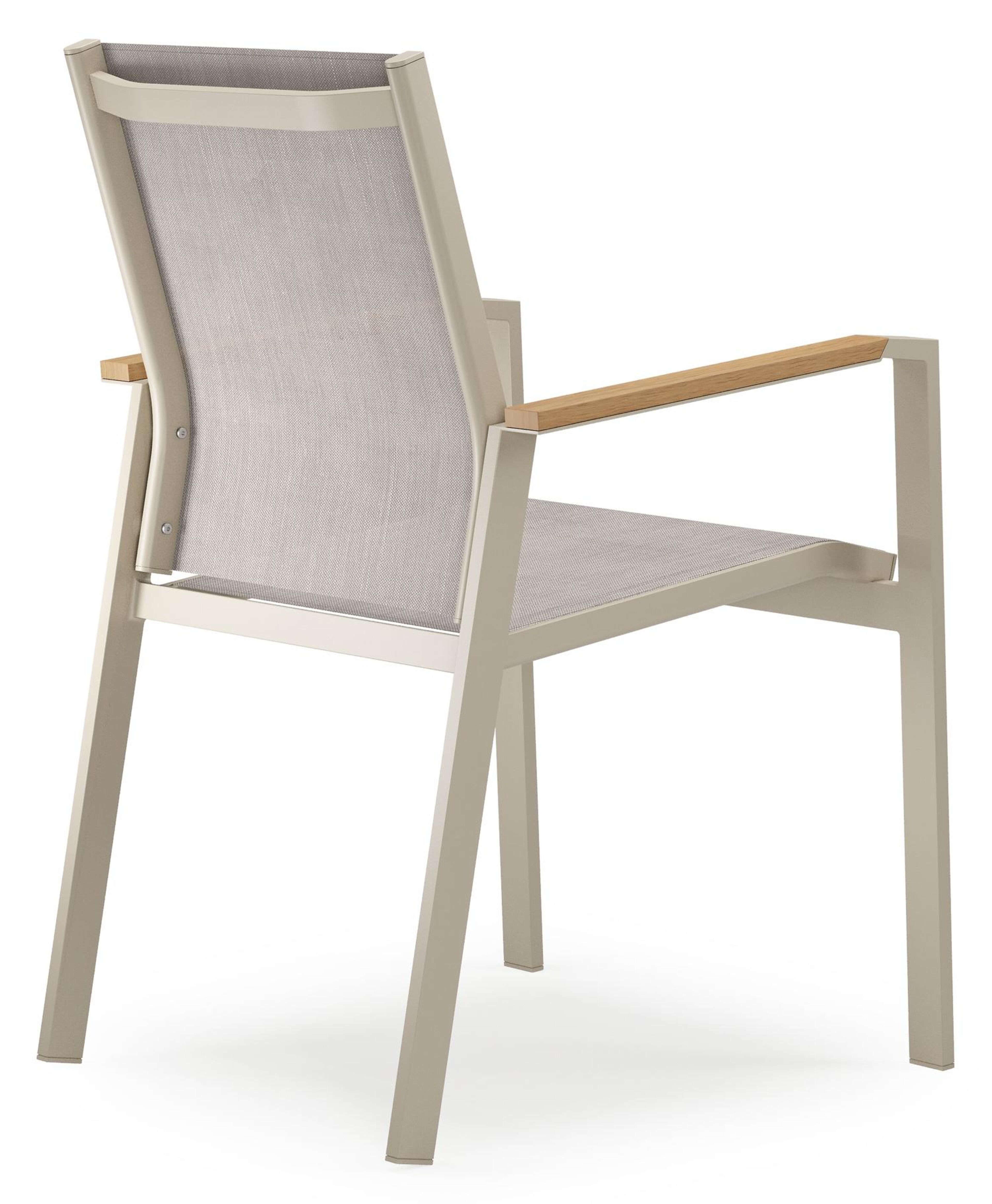Ensemble de jardin Alora en aluminium beige et polywood avec 6 chaises de jardin empilable Bahia