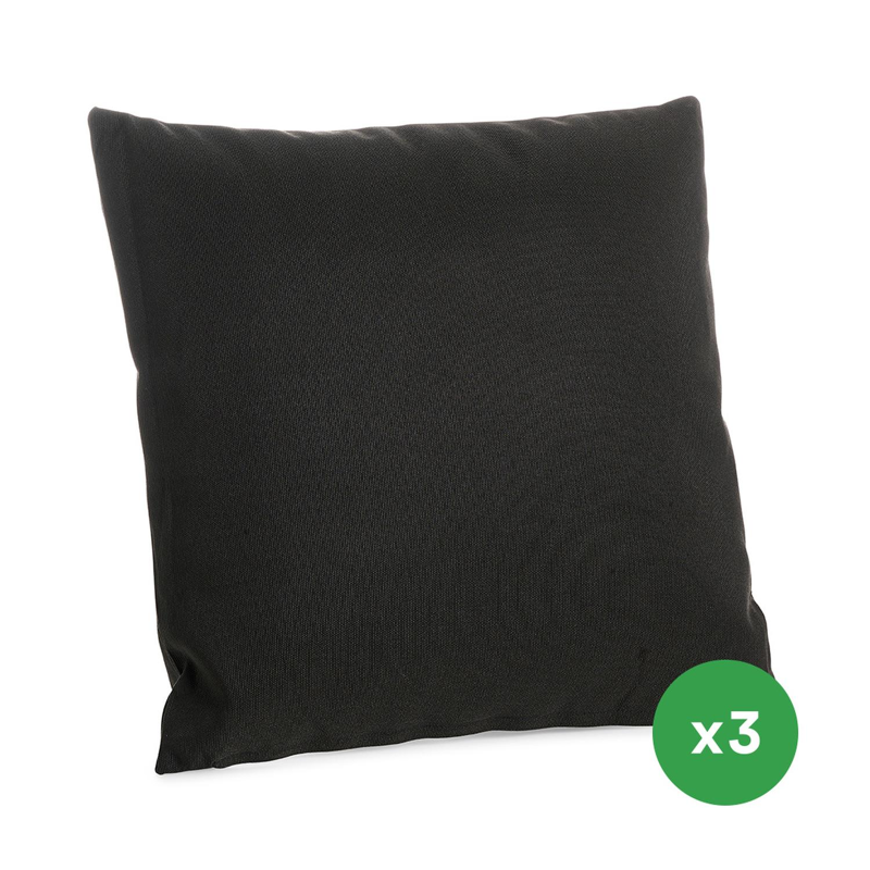 Set van 3 sierkussens 45 x 45 cm in weather+ softtouch zwart