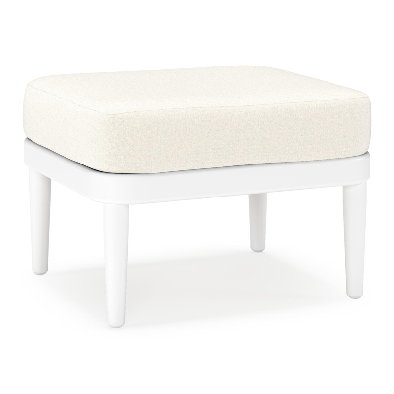 Pouf Orso en aluminium blanc et coussins en all weather sunbrella® luxe Natte White
