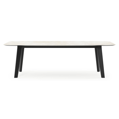 Lacirma tuintafel bootvorm in zwart aluminium en volkeramiek Rapolano L 255 x B 115 cm