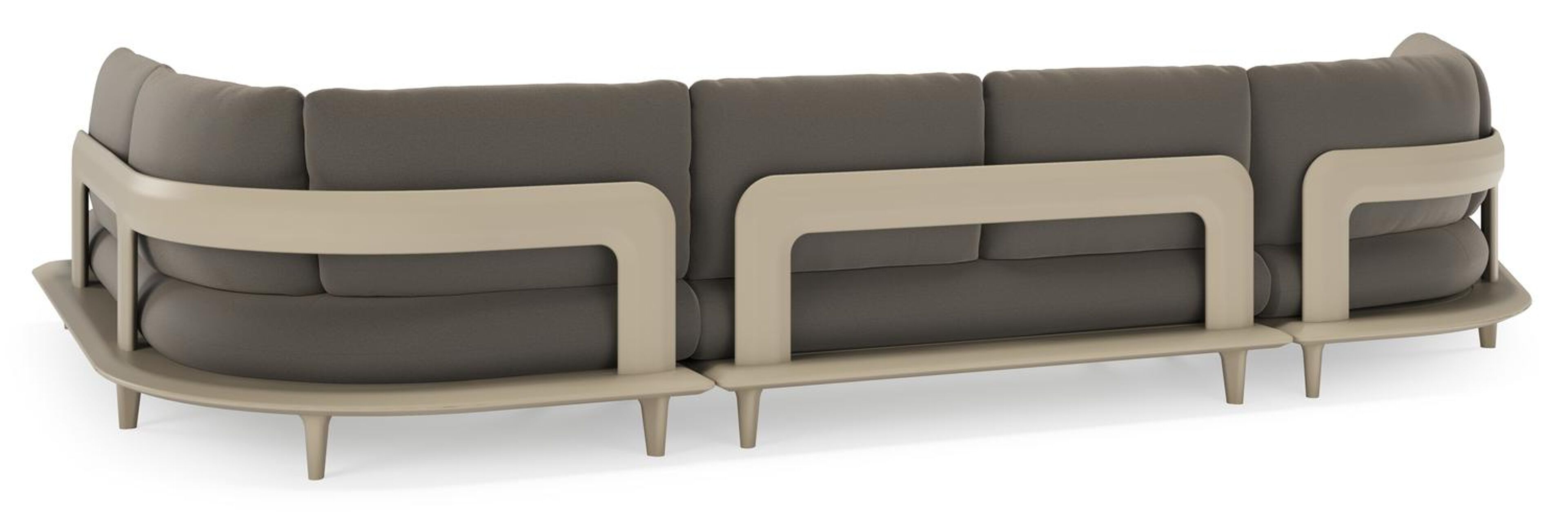 Salon de jardin d'angle Bomero en aluminium beige et coussins en all weather sunbrella® luxe natte carbon beige