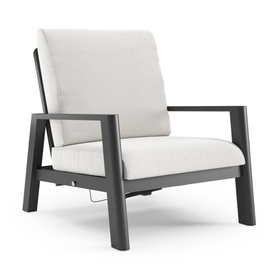 Cirello loungestoel in zwart aluminium met soul optik all weather solica kussen