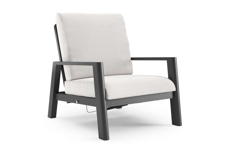 Cirello loungestoel in zwart aluminium met soul optik all weather solica kussen