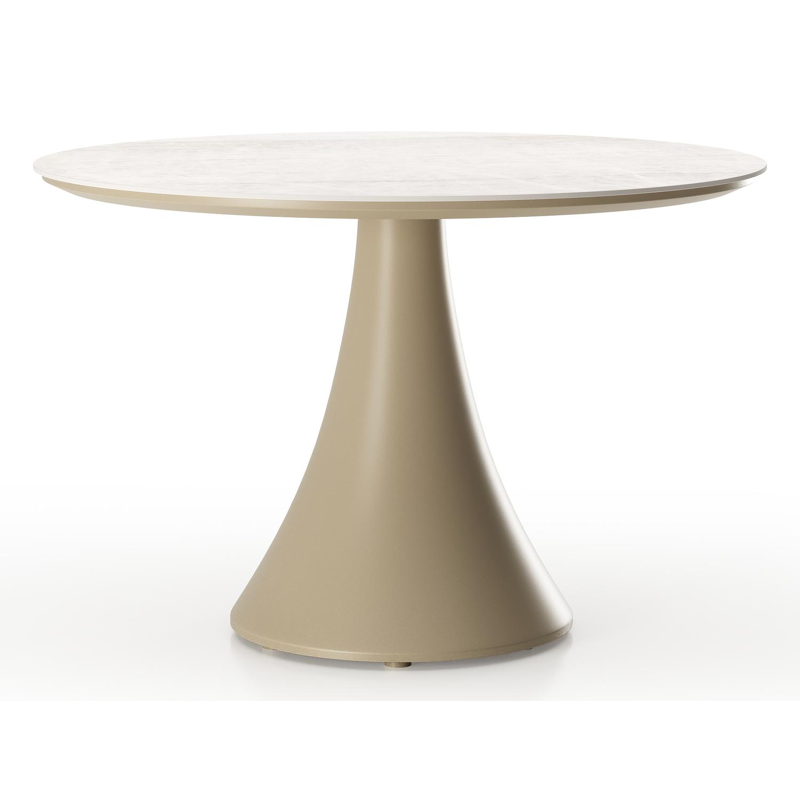 Fano low dining loungetafel rond in beige aluminium en volkeramiek Taj Mahal - Dia. 85 x H 55 cm