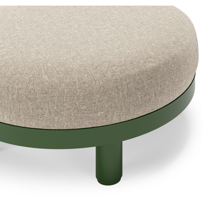 Donato lounge poef in groen aluminium met all weather sunbrella® luxe Chartres Pewter kussen