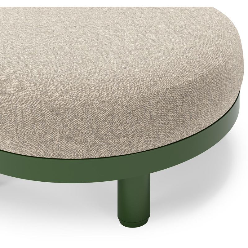 Donato lounge poef in groen aluminium met all weather sunbrella® luxe Chartres Pewter kussen