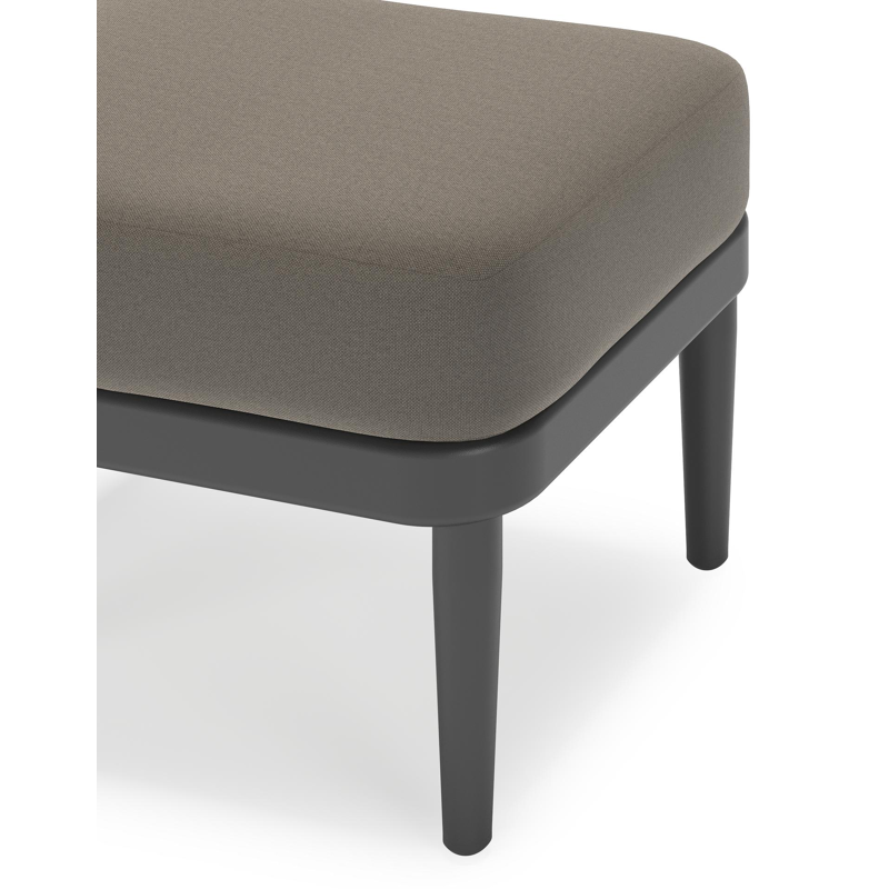 Pouf Orso en aluminium noir et coussins en all weather sunbrella® luxe Natte Carbon Beige