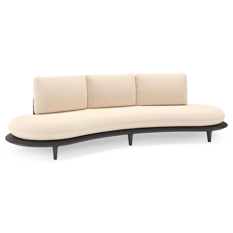 Bomero loungebank in zwart aluminium met heritage papyrus all weather sunbrella® luxe kussen