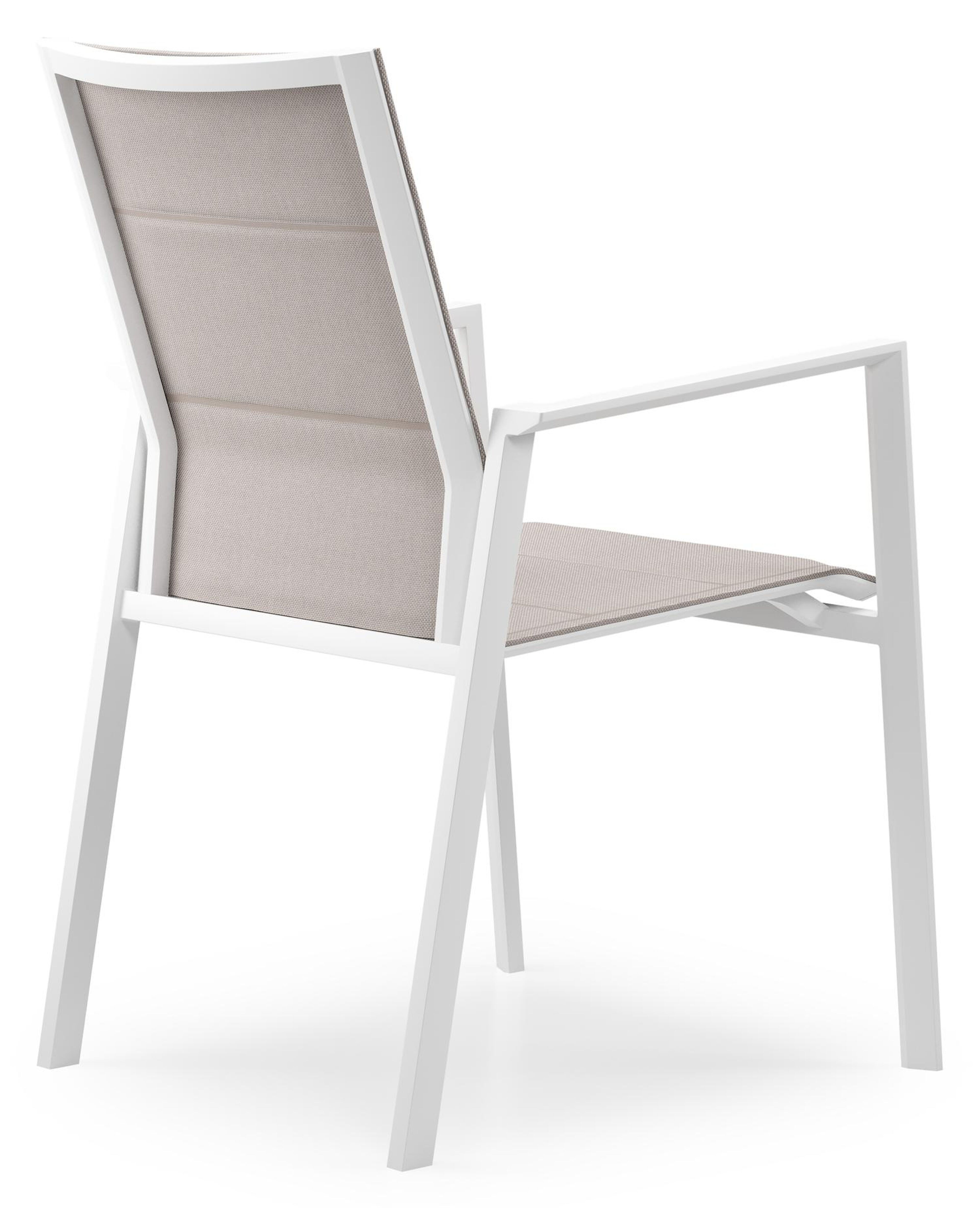 Cirello stapelbare tuinstoel in wit aluminium en beige dubbele textilene