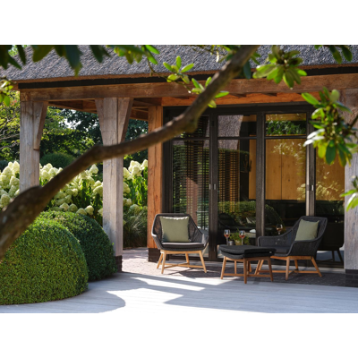 Borgo loungezetels 2 x 1-zit in teak en zwart wicker