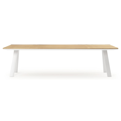 Cesano tuintafel rechthoekig in wit aluminium en teak - L 280 x B 110 x H 75 cm