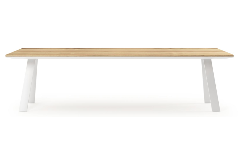 Cesano tuintafel rechthoekig in wit aluminium en teak - L 280 x B 110 x H 75 cm